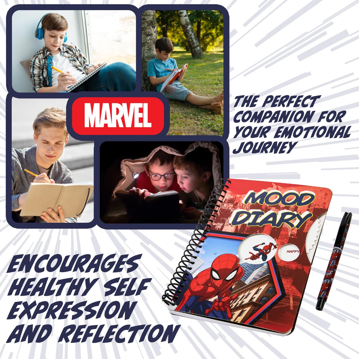 Marvel Spiderman emotion diary with stickers, 82 pages