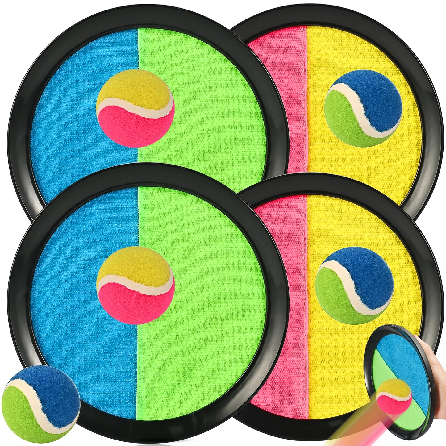 Klett ball throwing and catching game set, 4 rackets and 5 balls