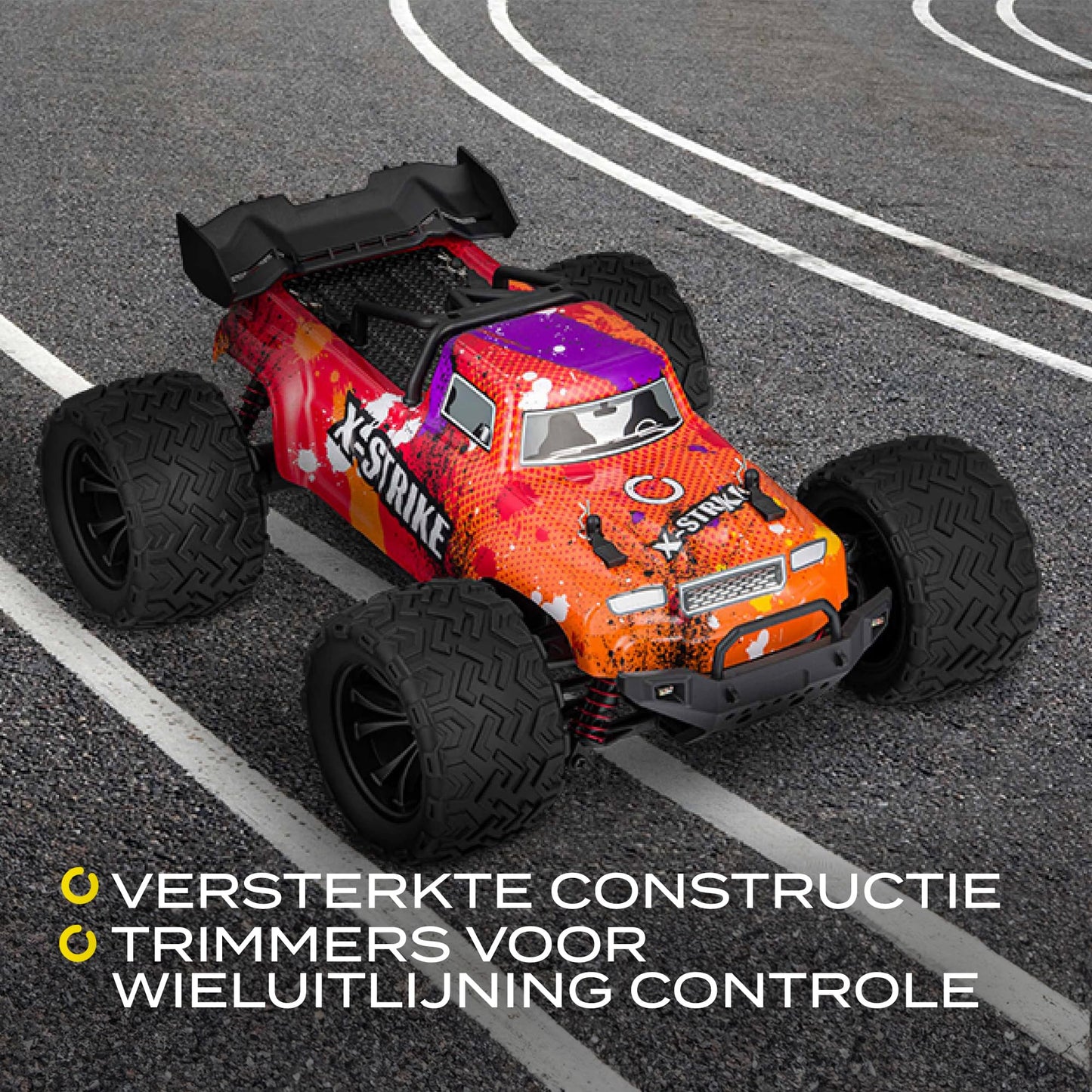 Overmax X-Strike puldiauto – 45 km/h, 4WD, LED-tuled, 2 akuga komplekt