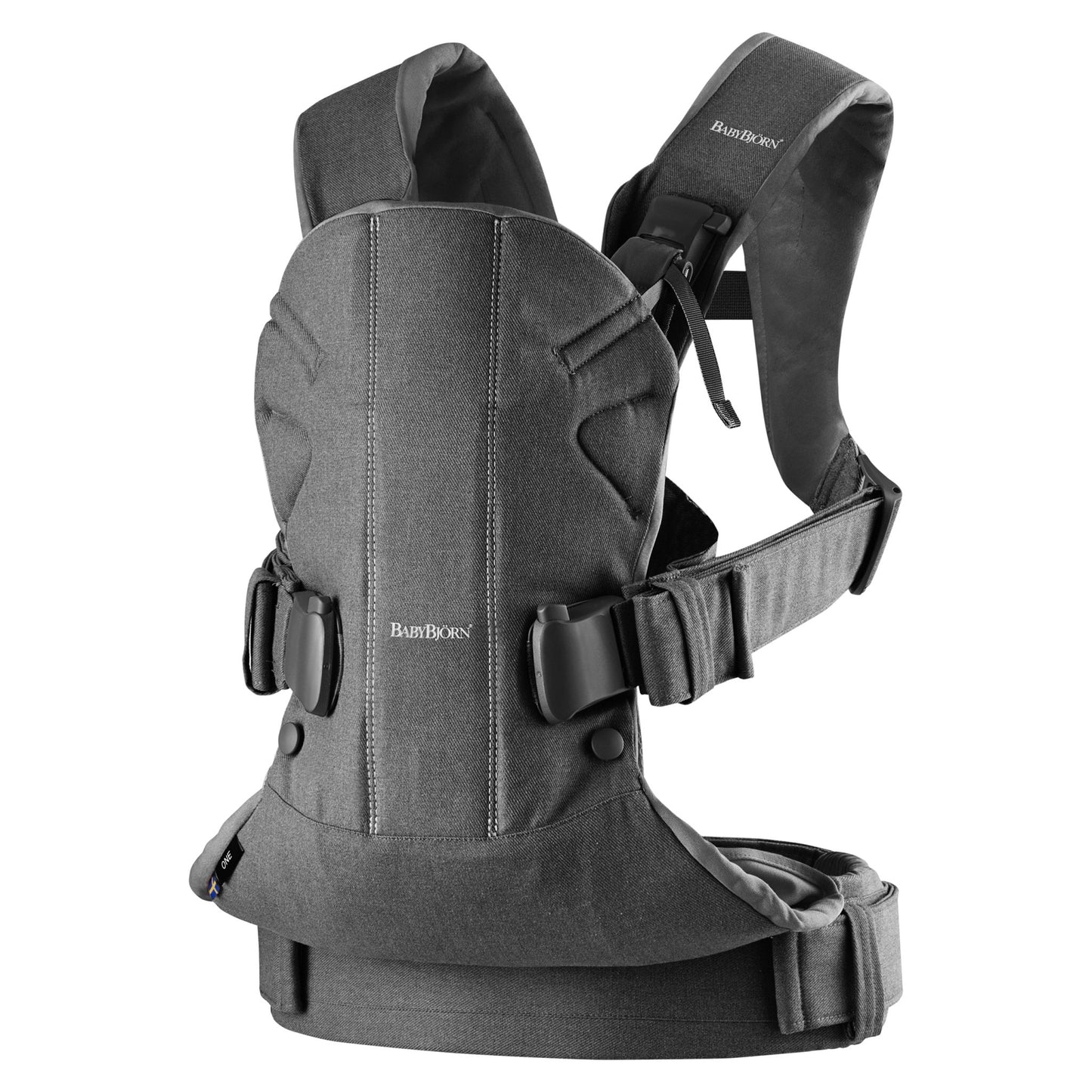 BabyBjörn Baby Carrier One – vastsündinust kuni 15 kg, puuvillasegu, denimhall/tumehall