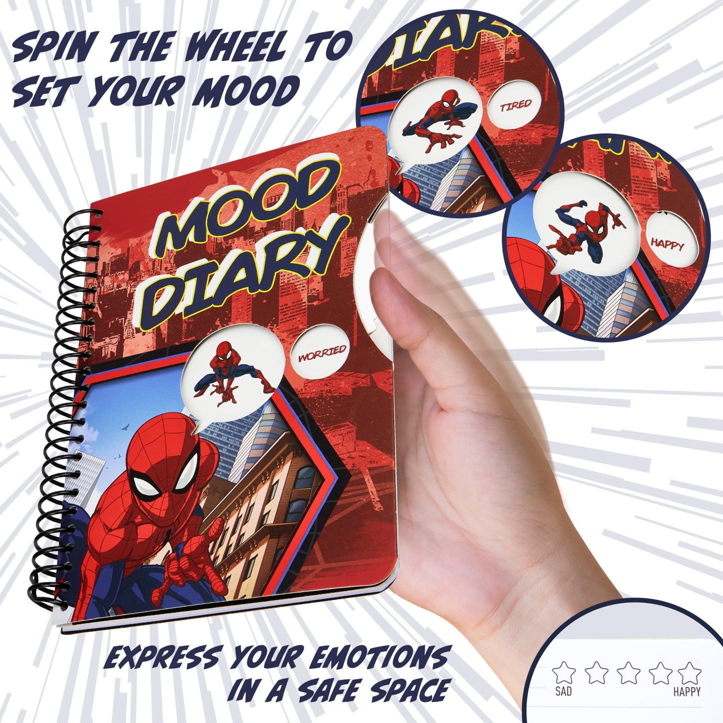 Marvel Spiderman emotion diary with stickers, 82 pages