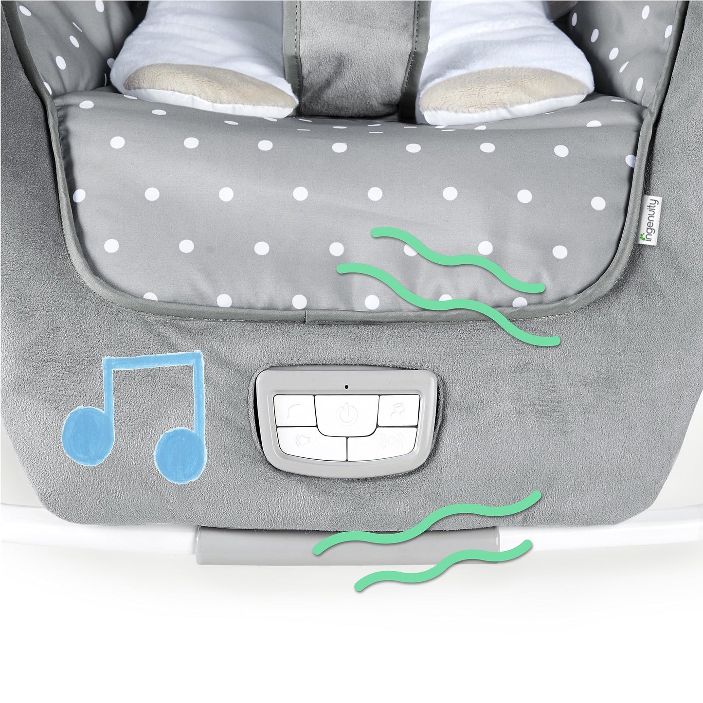 Ingenuity 2-in-1 Cuddle Lamb beebitool ja kiik 0–30 kuud