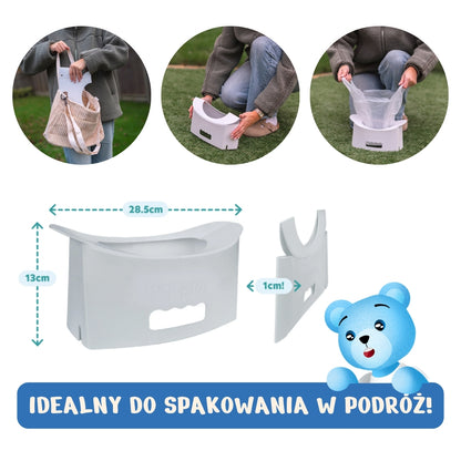 Potette EasyGo kokkupandav reisipott, helehall, 2 ühekordse potikotiga (15+ kuud)