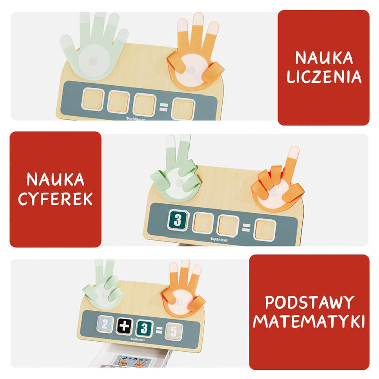 Topbright Finger Math puidust matemaatikamäng vildist kätega, loendamine, liitmine ja lahutamine (3+)