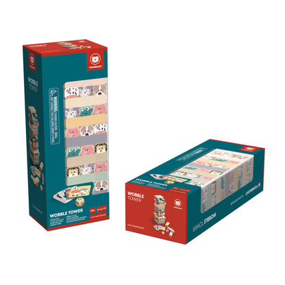 Topbright Wobble Tower puidust osavusmäng, vankuv torn 51 loomaklotsiga (3+)