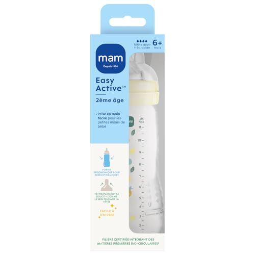 MAM Easy Active lutipudel 330 ml, kiire vooluga silikoonlutiga, 6. elukuust, kollane