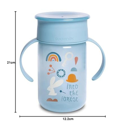 Suavinex 360° lekkekindel õppetass käepidemetega, 340 ml, Blue Forest