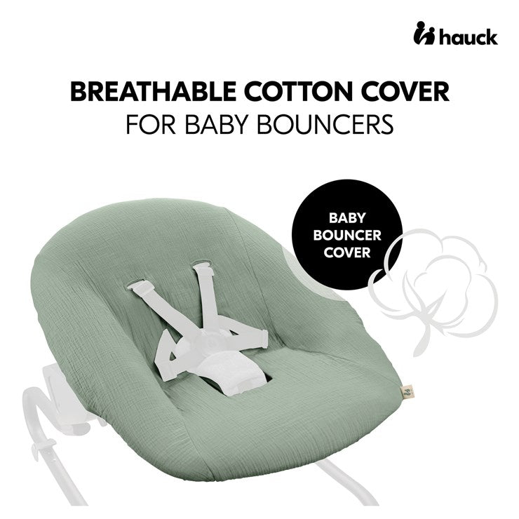 Hauck beebi lamamistooli kaitsekate Alpha Bouncer seeriale, musliinpuuvill, Sage Green