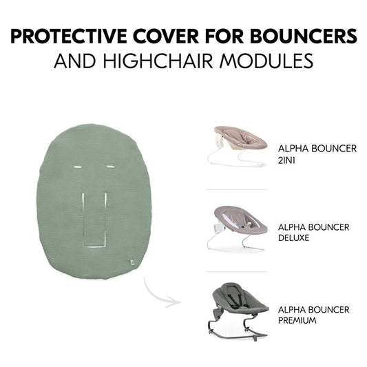 Hauck beebi lamamistooli kaitsekate Alpha Bouncer seeriale, musliinpuuvill, Sage Green