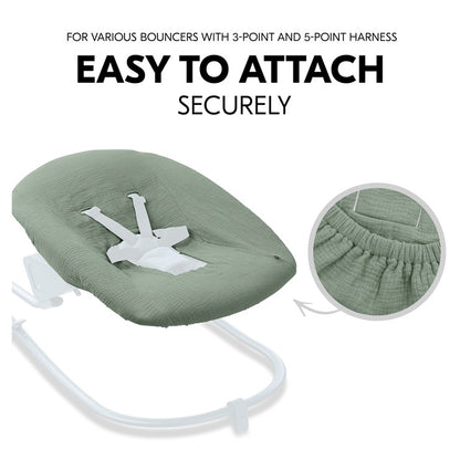 Hauck beebi lamamistooli kaitsekate Alpha Bouncer seeriale, musliinpuuvill, Sage Green