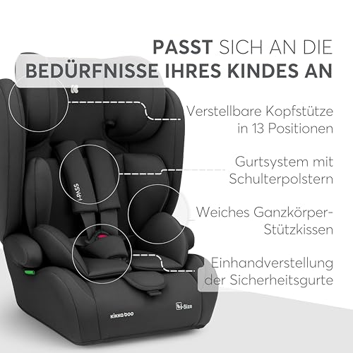 KikkaBoo i-PASS i-Size turvatool 9–36 kg (76–150 cm), must