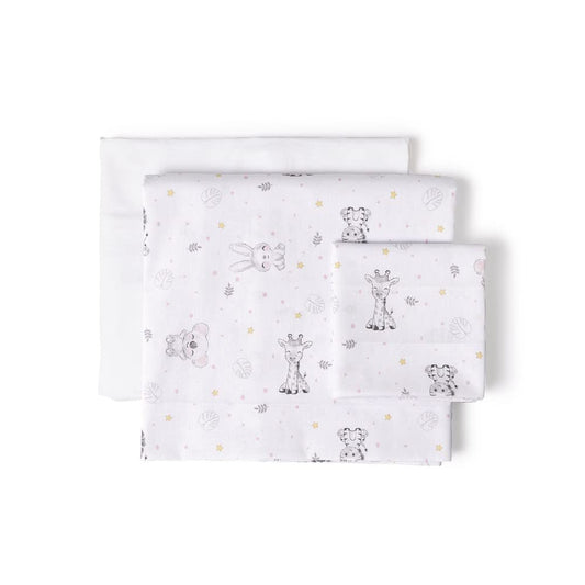 Interbaby beebivankri voodipesukomplekt “Koala”, valge-roosa, 100% puuvill