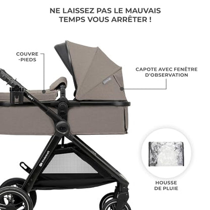 Kinderkraft ESME 3-ühes jalutuskäru koos MINK PRO i-Size turvahälliga, beež