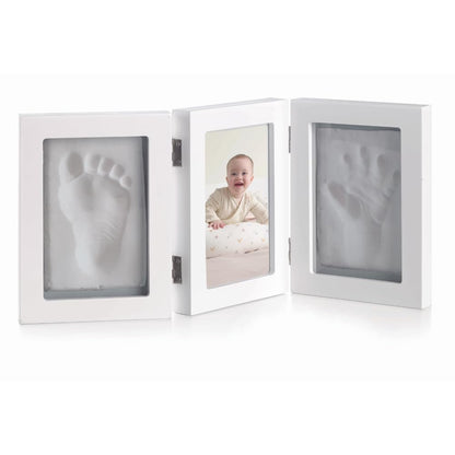 Jané valge beebi käe- ja jalajälje fotoraam modelleerimissaviga