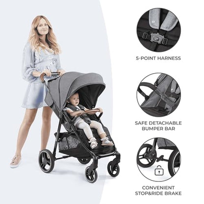 Kinderkraft GRANDE PLUS jalutuskäru, hall (sünnist kuni 22 kg)