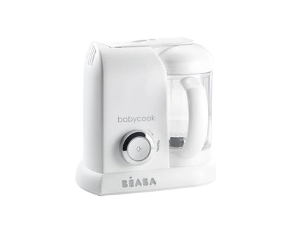 Béaba Babycook Solo 4-in-1 Baby Food Processor – Steam, Blend, Reheat & Defrost, 1100 ml, White/Silver