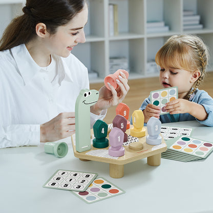 Topbright Happy Dino Twist puidust dinosaurus, värvide ja numbrite õppemäng keeratavate klotsidega (3+)