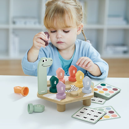 Topbright Happy Dino Twist puidust dinosaurus, värvide ja numbrite õppemäng keeratavate klotsidega (3+)