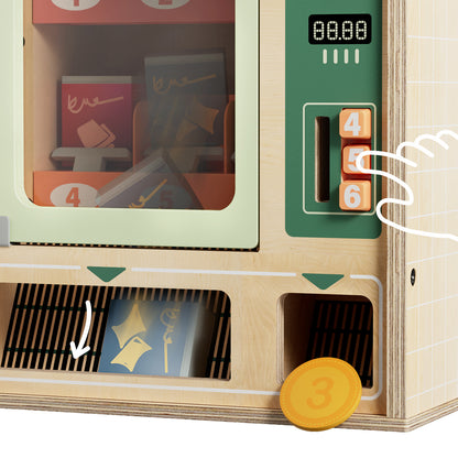 Topbright Shop&Go puidust müügiautomaat mängimiseks, jookide, suupistete ja mänguraha komplektiga (3+)