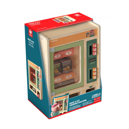 Topbright Shop&Go puidust müügiautomaat mängimiseks, jookide, suupistete ja mänguraha komplektiga (3+)