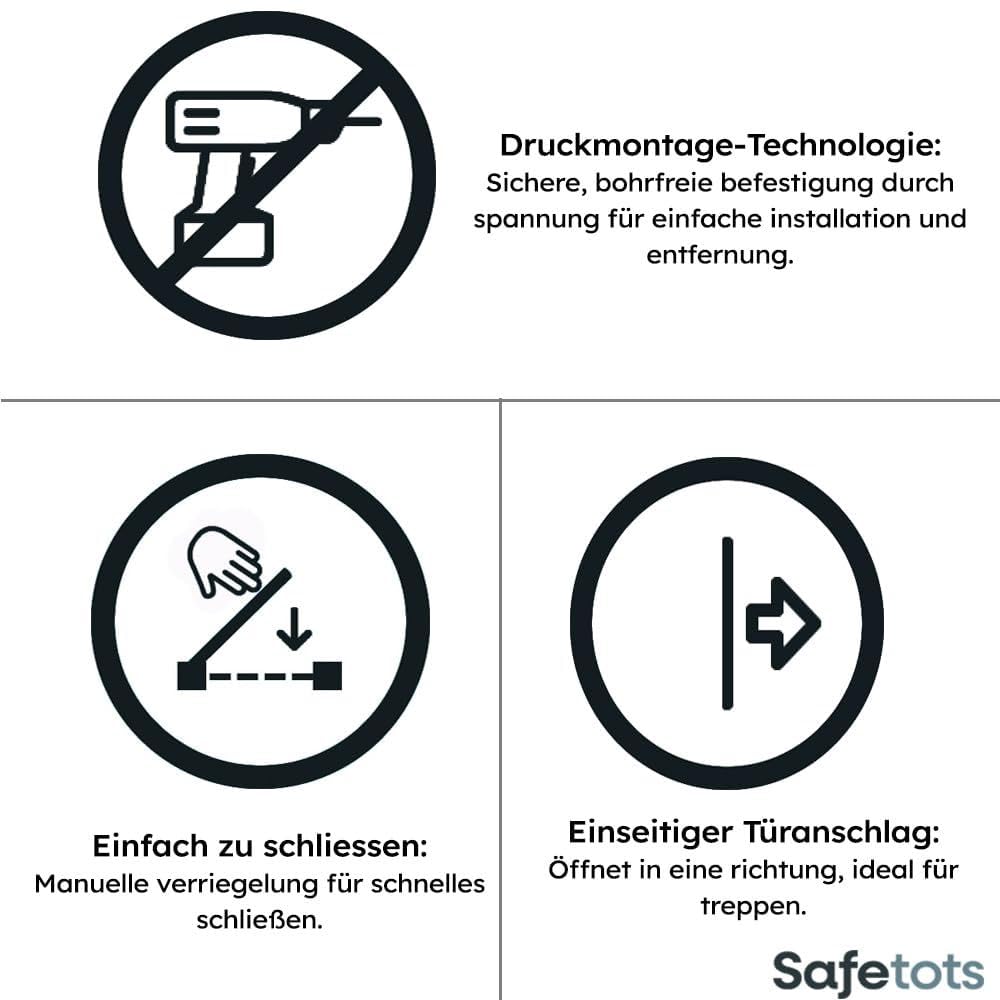 Safetots metallist turvavärav Extra High, valge, 68,5–75 cm, 104 cm