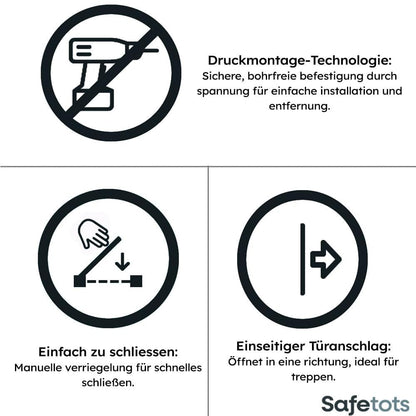 Safetots metallist turvavärav Extra High, valge, 68,5–75 cm, 104 cm