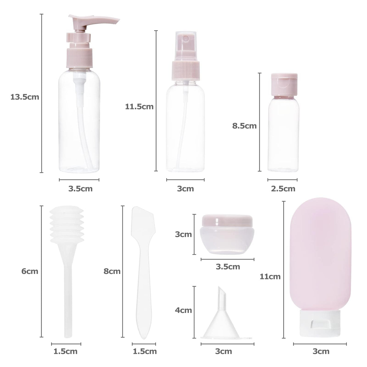 Carehabi 11-osaline reisipudelite ja -anumate komplekt BOTTLE001