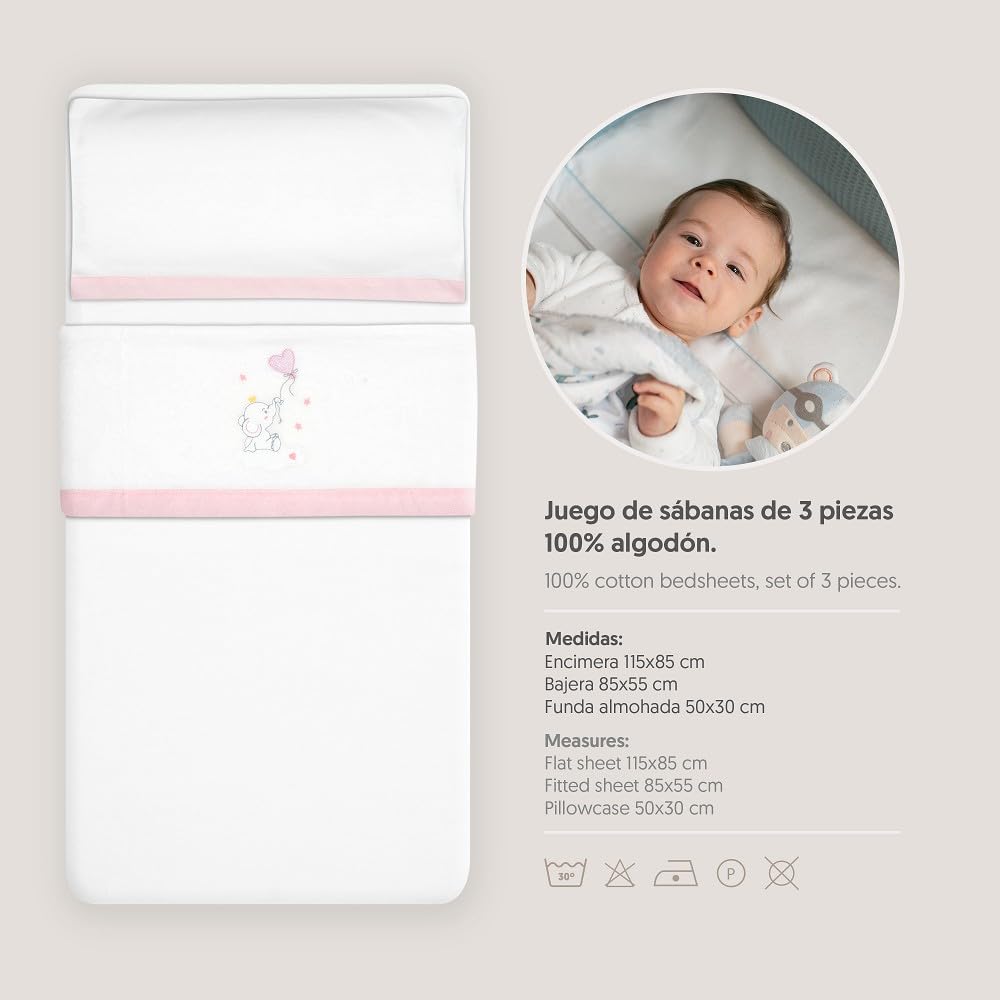 Interbaby talvine voodipesu komplekt 50×80 cm, flanell, roosa