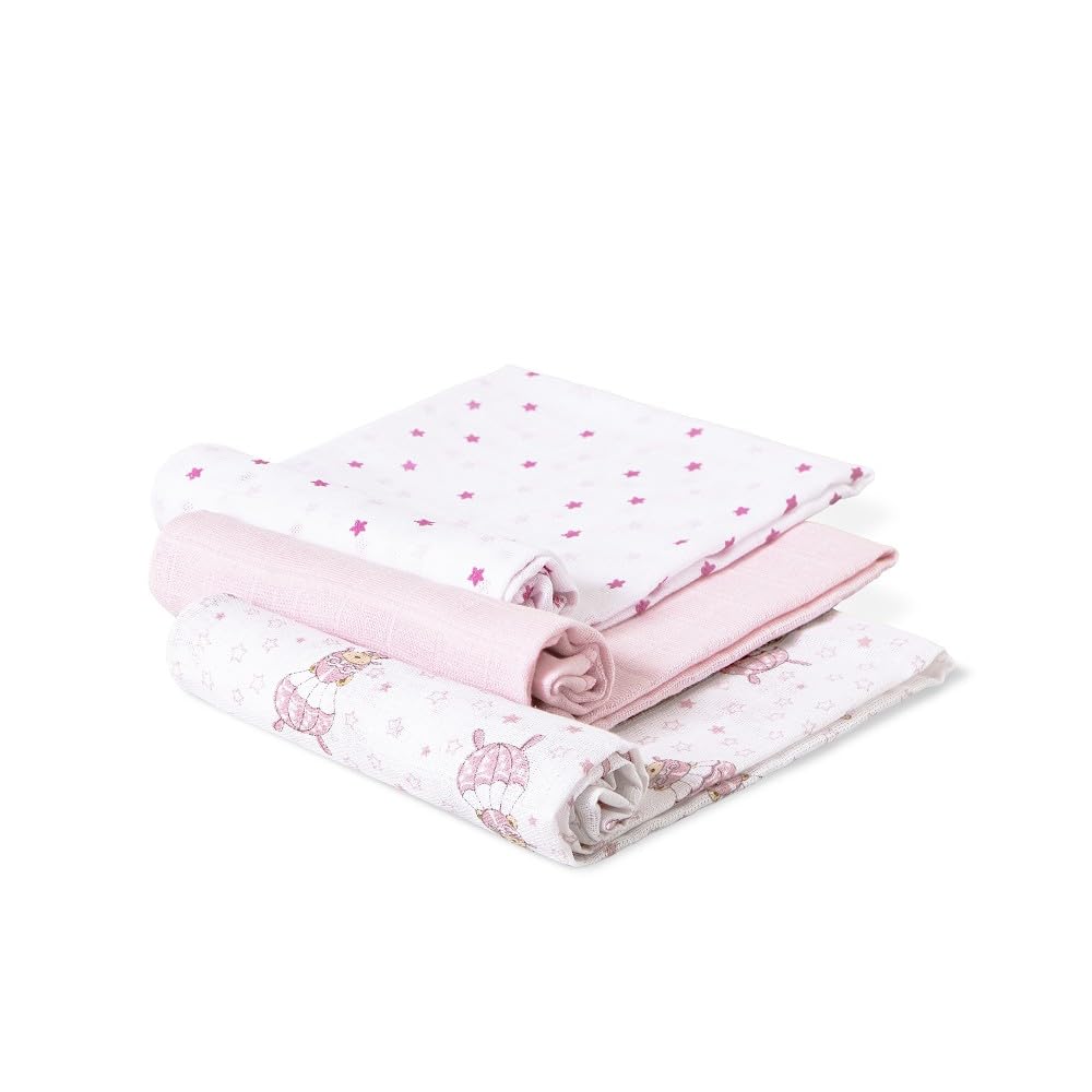 Interbaby puuvillased mähkmed 80 × 80 cm, 3 tk, roosa, mudel 98971-02