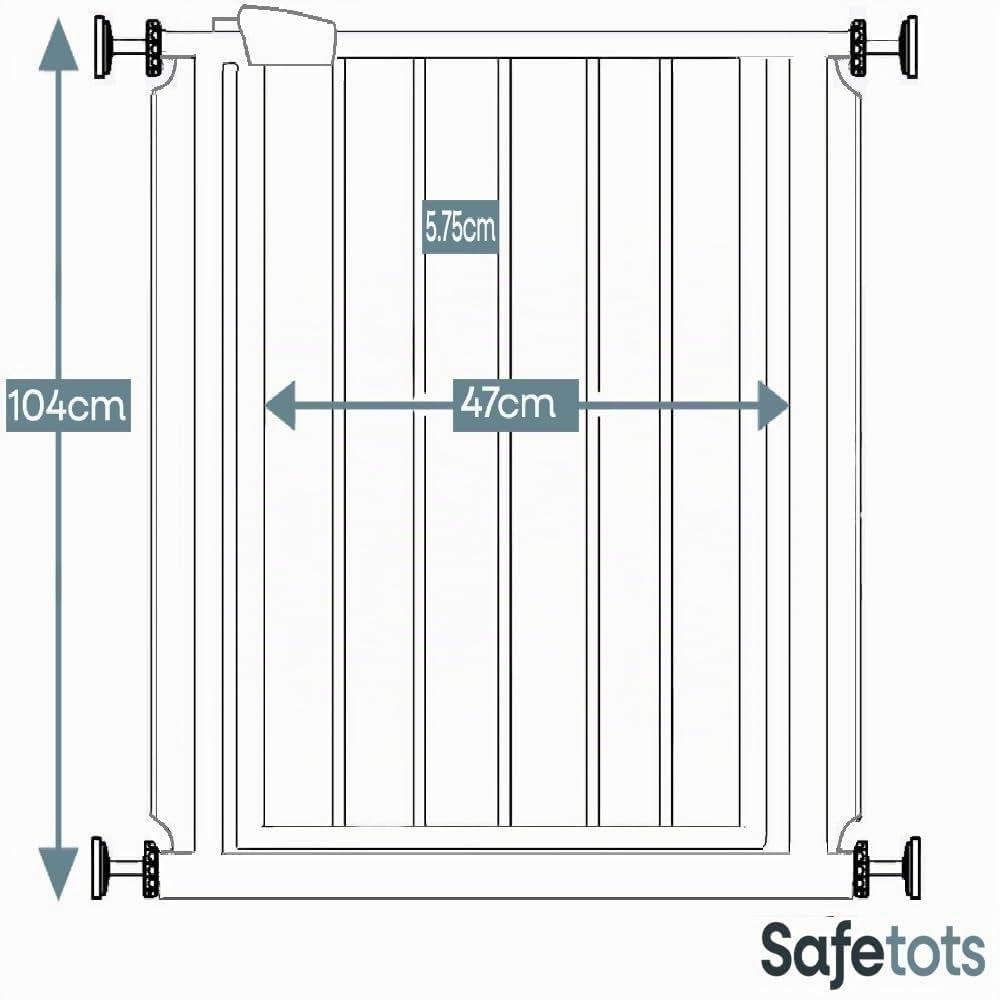 Safetots metallist turvavärav Extra High, valge, 68,5–75 cm, 104 cm