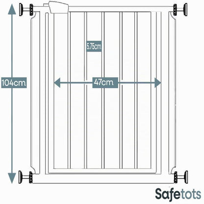 Safetots metallist turvavärav Extra High, valge, 68,5–75 cm, 104 cm