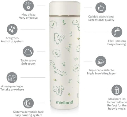 Miniland termostoitukarp beebile, 450 ml, mitmevärviline, roheline