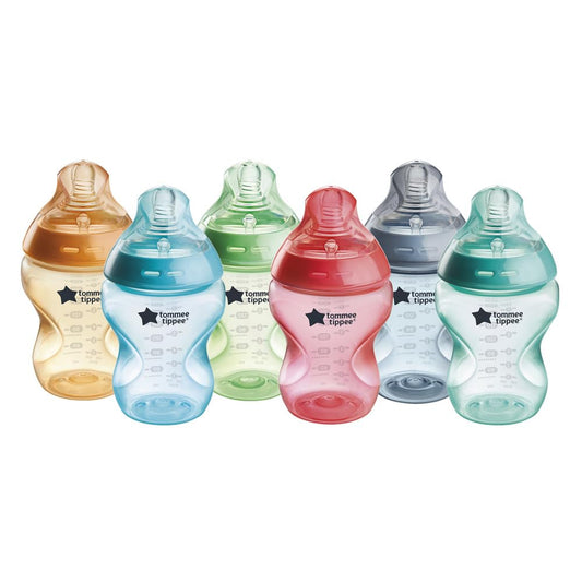 Tommee Tippee Natural Start lutipudelid Fiesta 0m+ 6 tk 260 ml, aeglase vooluga