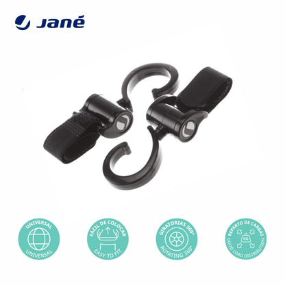Jane universaalsed konksud vankrile (2 tk, must)