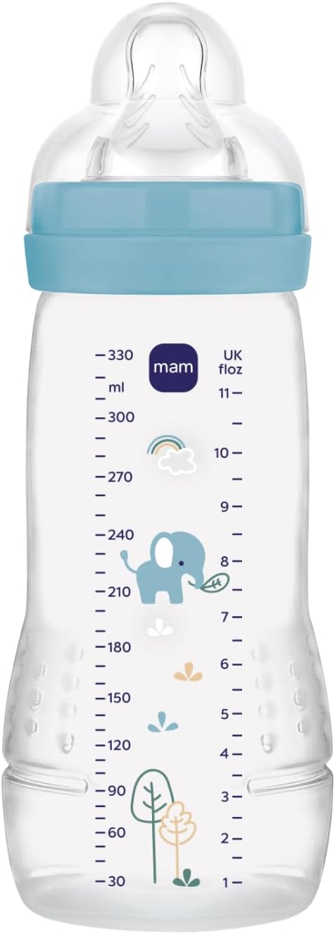 MAM Easy Active lutipudel 330 ml, sinine, kiire vooluga lutt, 6+ kuud