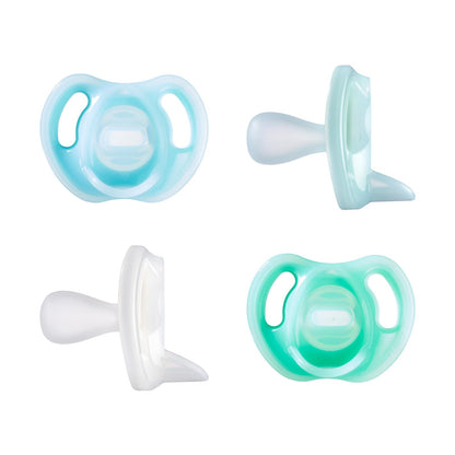 Tommee Tippee Ultra-Light silikoonluttide komplekt, 0–6 kuud, 4 tk, sinine/roheline/läbipaistev