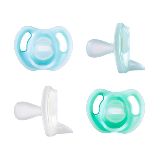 Tommee Tippee Ultra-Light silikoonluttide komplekt, 0–6 kuud, 4 tk, sinine/roheline/läbipaistev