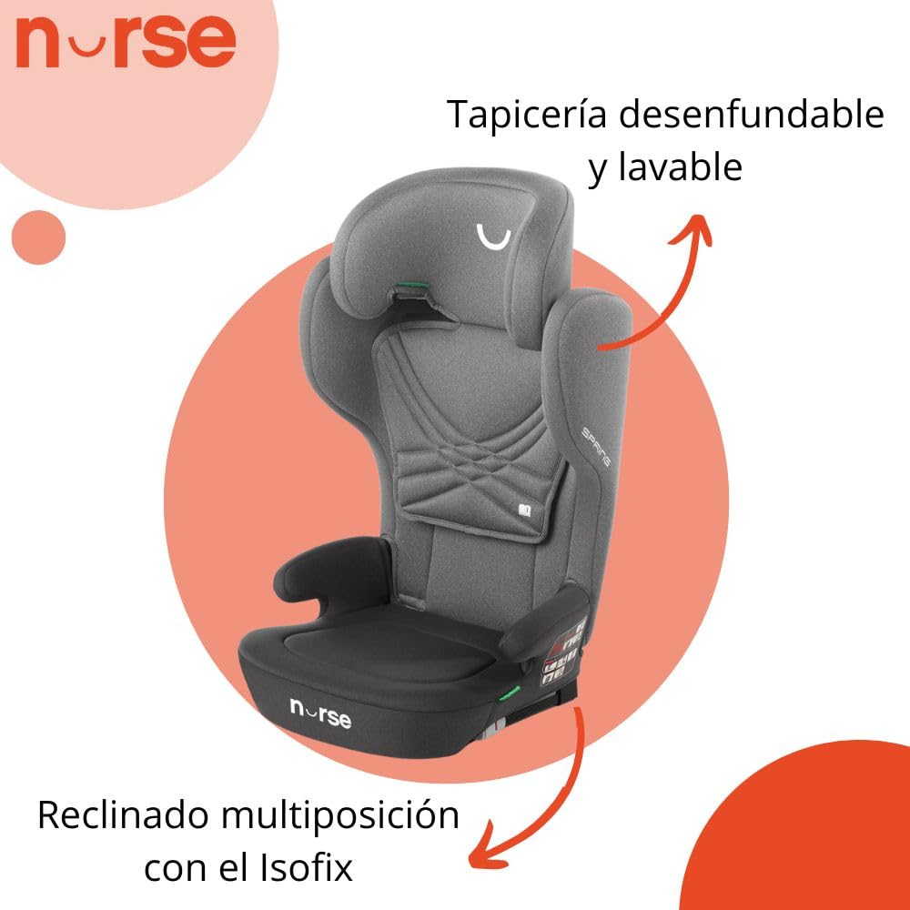 Nurse by Jané Spring i-Size turvatool 100–150 cm, ISOFIX, kokkupandav, must