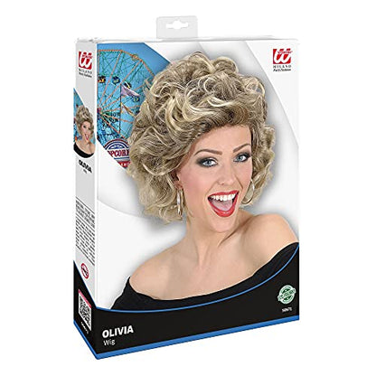 Blonde curly wig "Olivia", costume accessory for carnival and retro party