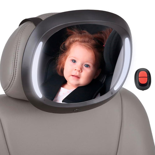 Interbaby autopeegel LED-valgustusega, kaugjuhtumispuldiga, must