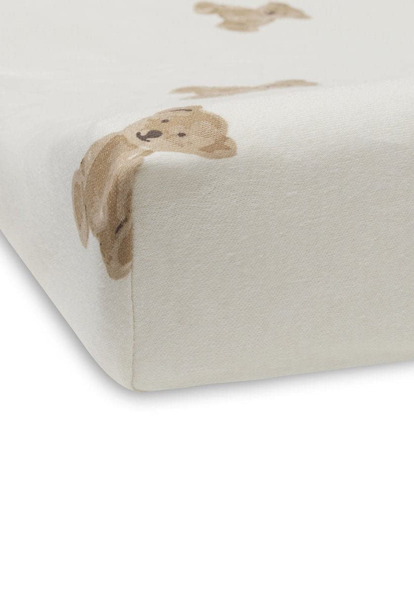 Jollein pehme mähkimisaluse kate “Teddy Bear”, 100% puuvill, valge, 50 × 70 cm