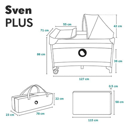 Lionelo Sven Plus 4-ühes reisivoodi mähkimislauaga kuni 15 kg, hall (Grey Scandi)