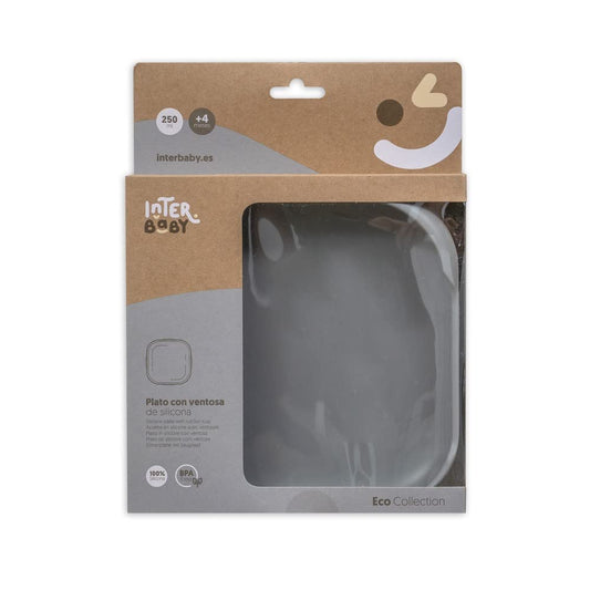 Interbaby silikoonist iminappkinnitusega taldrik, hall