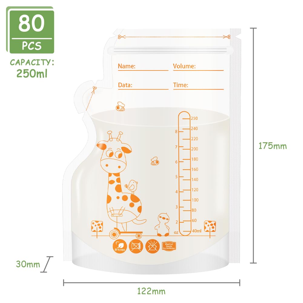 Aolso rinnapiima säilituskotid 250 ml – 80 tk, külmutamiseks ja hoiustamiseks
