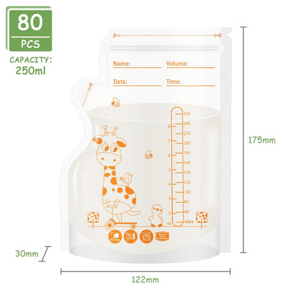 Aolso rinnapiima säilituskotid 250 ml – 80 tk, külmutamiseks ja hoiustamiseks