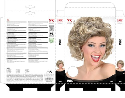 Blonde curly wig "Olivia", costume accessory for carnival and retro party