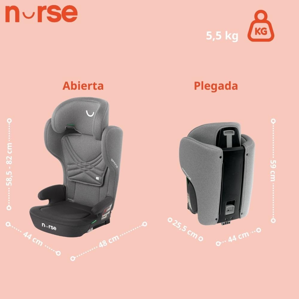 Nurse by Jané Spring i-Size turvatool 100–150 cm, ISOFIX, kokkupandav, must