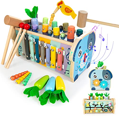 KIDWILL 7-ühes puidust haamrimäng ja Montessori tegevuskeskus lastele