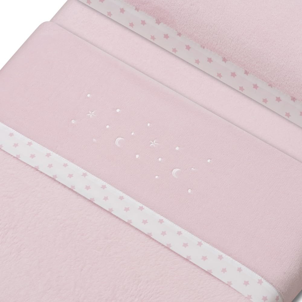 Interbaby Coralina 3-osaline beebivoodipesukomplekt, 50 × 80 cm, roosa, tähtede ja kuu mustriga