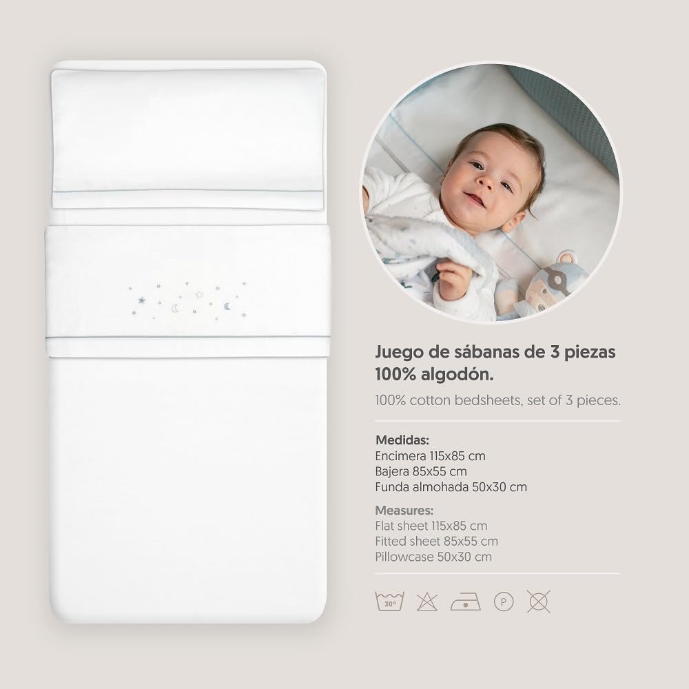 Interbaby flanellist voodipesu komplekt Star & Moon, 50 × 80 cm